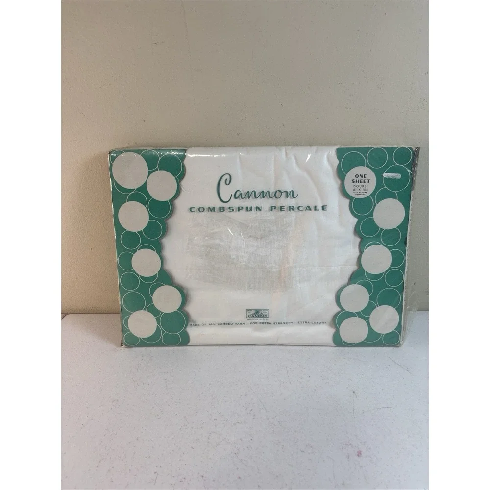 Vtg CANNON Combspun Percale Cotton Double Bed Flat Sheet WHITE 81 X 108